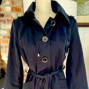 Michael Kors Black Raincoat/Trench Coat
